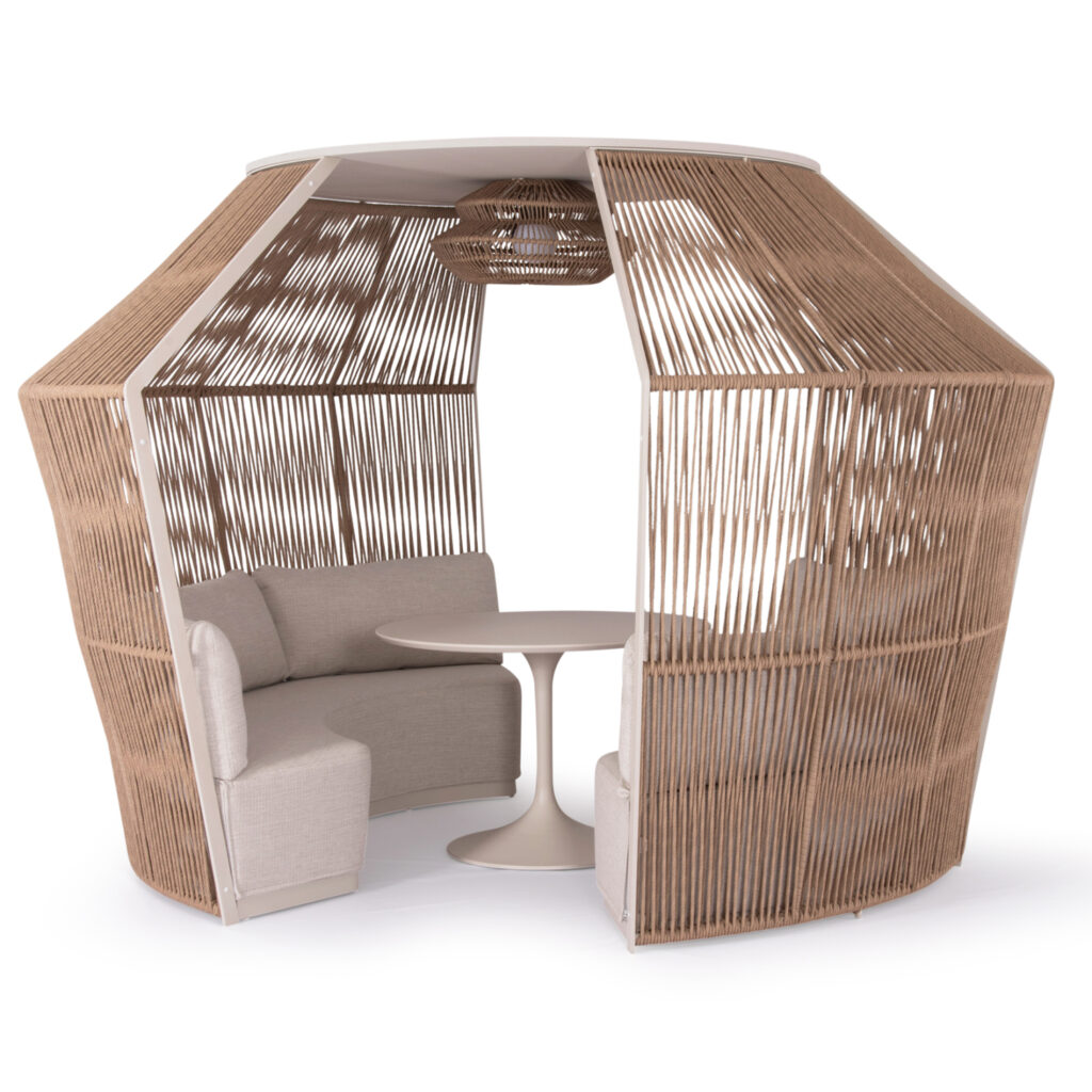 Unique and imposing are definitely two words that characterize this set of the DIAMOND series! A series that, along with others, came along to completely change the "landscape" in the field of furniture! The diamond-shaped Gazebo can accommodate at least 6 people on its comfortable sofas, while the round table completes this luxurious set. But what really sets the gazebo apart is that it has an LED light that takes energy from a solar panel located on its roof!