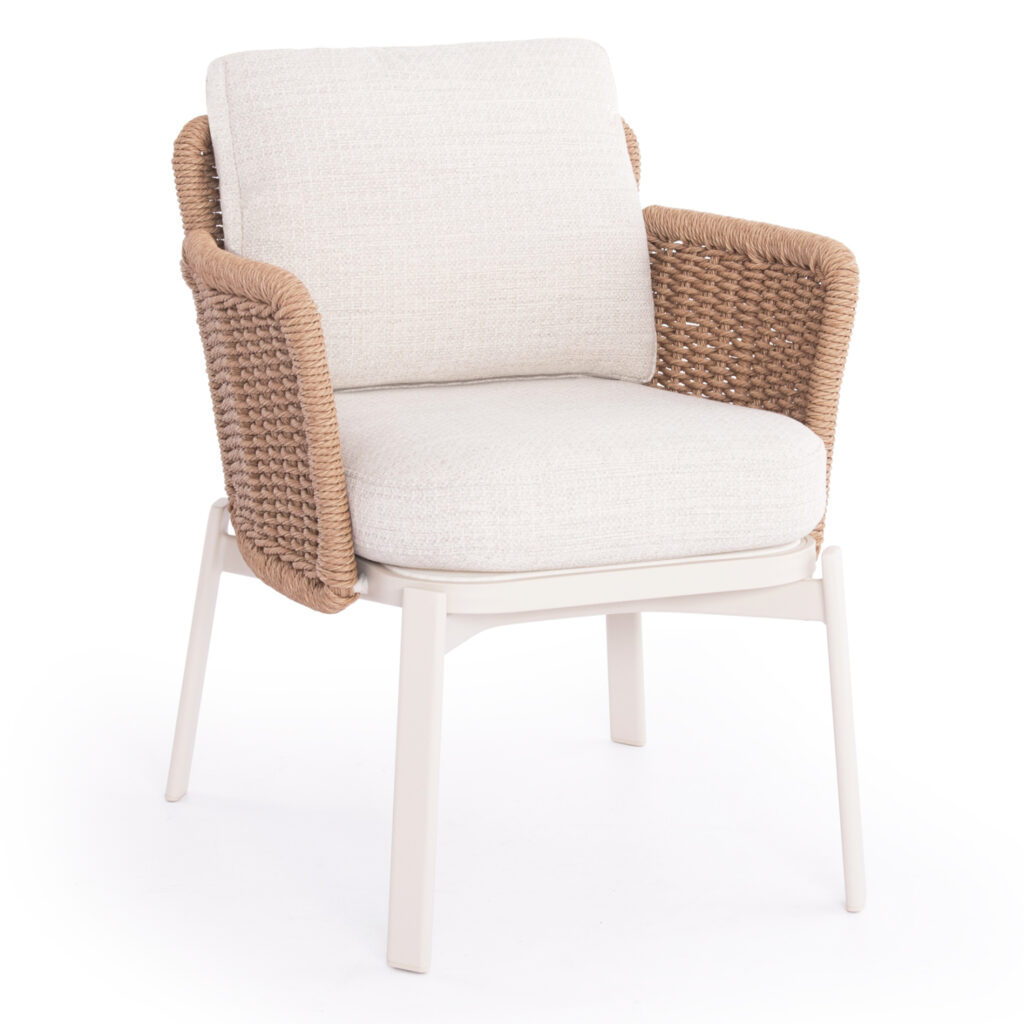 We present to you an excellent outdoor dining armchair of the DESTINY series in light BEIGE and IVORY colors. A series that, together with others, raises the bar of quality and aesthetics that we offer you, both for the home and for any professional space! With unparalleled quality of construction and materials, it will upgrade the image in any space you wish.