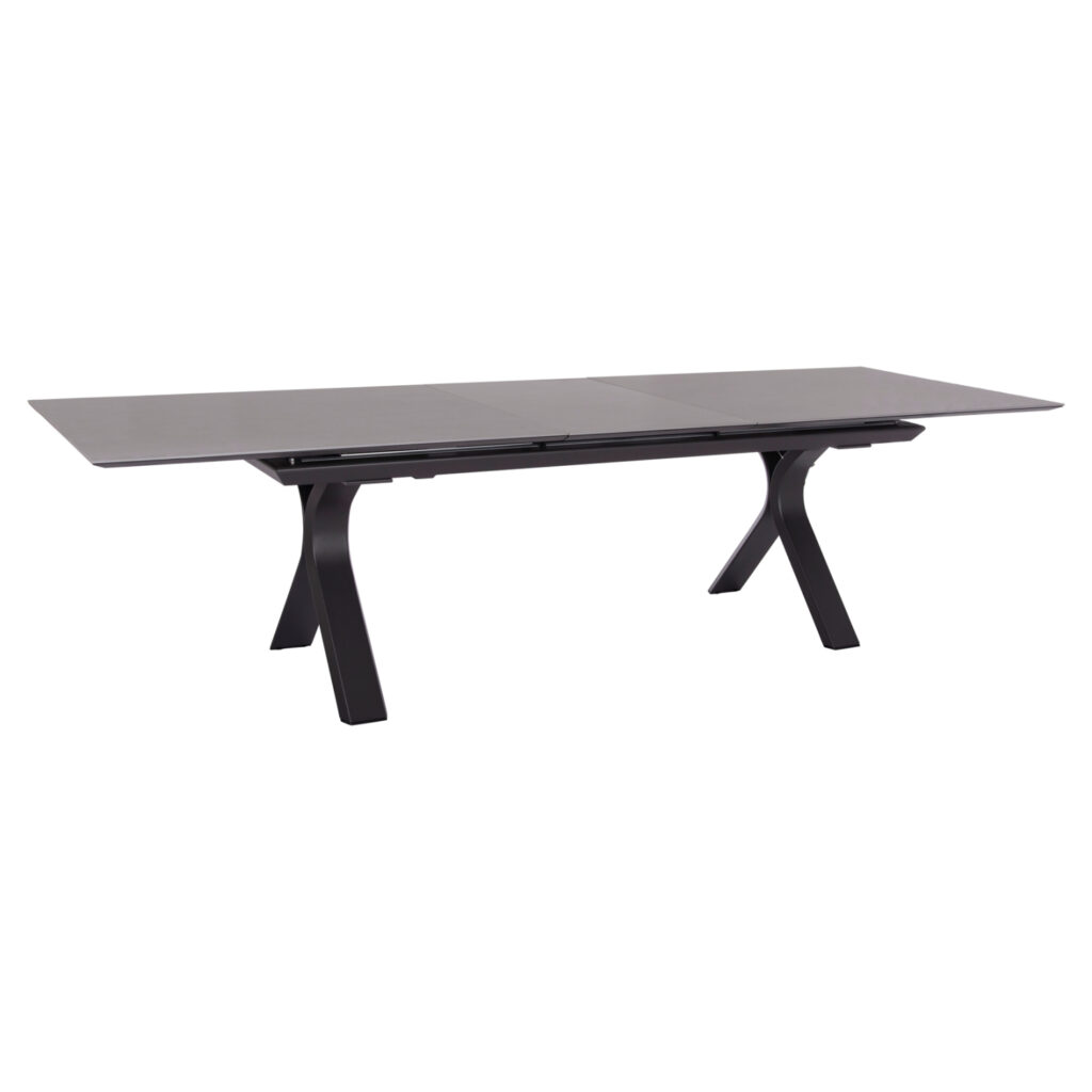 We present to you an impressive rectangular outdoor dining table of the ANDROMEDA series with an aluminum frame in GREY color. This series, together with the other new SYMETRON series, raises the bar of quality and aesthetics that we offer you, both for the home and for any professional space! With unparalleled quality of construction and materials, it will upgrade the image in any space you wish. The SINTERED STONE tabletop in the same color as the frame stands out in this table, but the most important thing is that the table is expandable! With a simple move from just ONE side of the table, you can extend it, thanks to its easy-to-use mechanism.