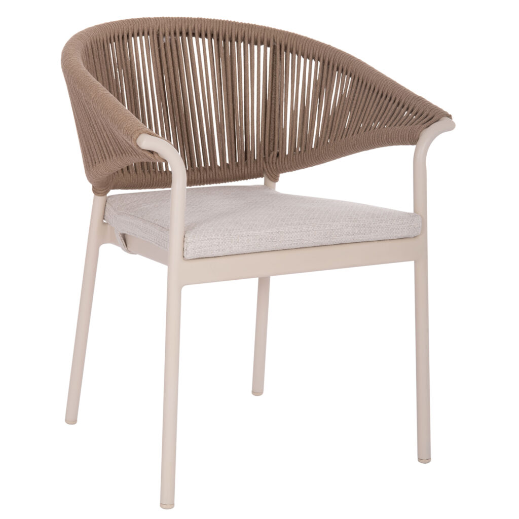 SYMETRON brings the “STELLAR” armchair. Made of aluminum and rope as a covering on the semicircular back, it exudes luxury and comfort. The color of the armchair is IVORY with BEIGE rope, and all that remains is to match it with a table of similar quality and aesthetics.





** The color rendering of the product may differ slightly from its photographic representation on your screen.
