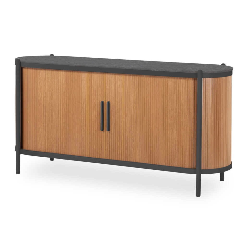 MORFES brings the buffet of the DESTINY series and upgrades your space. It has an aluminum frame in CHARCOAL color and sliding doors that close in the center in SAND BEIGE color. Inside the buffet there is a hanging shelf halfway, so that it leaves space for placing taller objects. The top is made of sintered stone in dark GREY color.





** The color rendering of the product may differ slightly from its photographic representation on your screen.