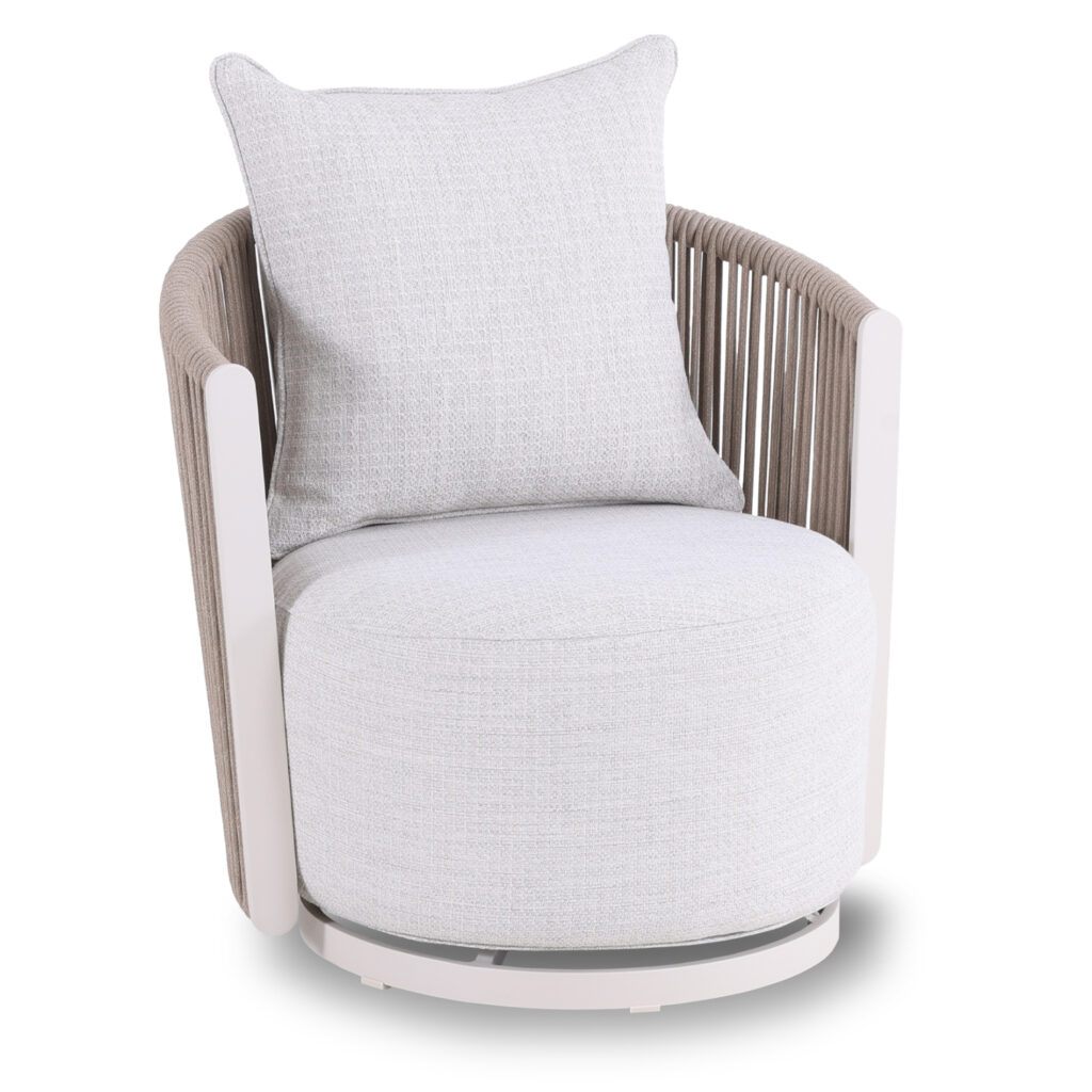 MORFES presents the new outdoor lounge swivel armchair of the LORIEN series. The almost circular design, the excellent construction materials and the perfect finish in every detail, prove once again MORFES’s dedication to offering quality in the furniture sector!



The armchair is made of aluminum in IVORY color, rope and removable cushion (with normal foam filling) covers in a dominant BEIGE color. Bring the ultimate comfort to your outdoor space in style!





** The color rendering of the product may differ slightly from its photographic representation on your screen.