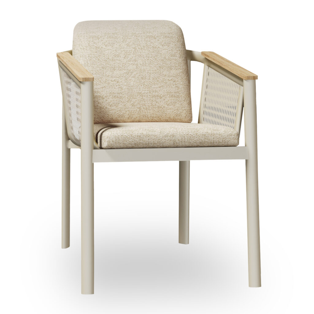 “ZEFYR” is a beautiful dining chair, mainly, for outdoor spaces. Its frame is made of aluminum in BEIGE color while it also has back and seat cushions upholstered with polyester fabric in the same color. However, what makes it stand out is the mesh fabric (perforated) on the sides of the seat and the cover of the armrests with eucalyptus wood! Unparalleled style and superior quality that attract attention!





** The color rendering of the product may differ slightly from its photographic representation on your screen.